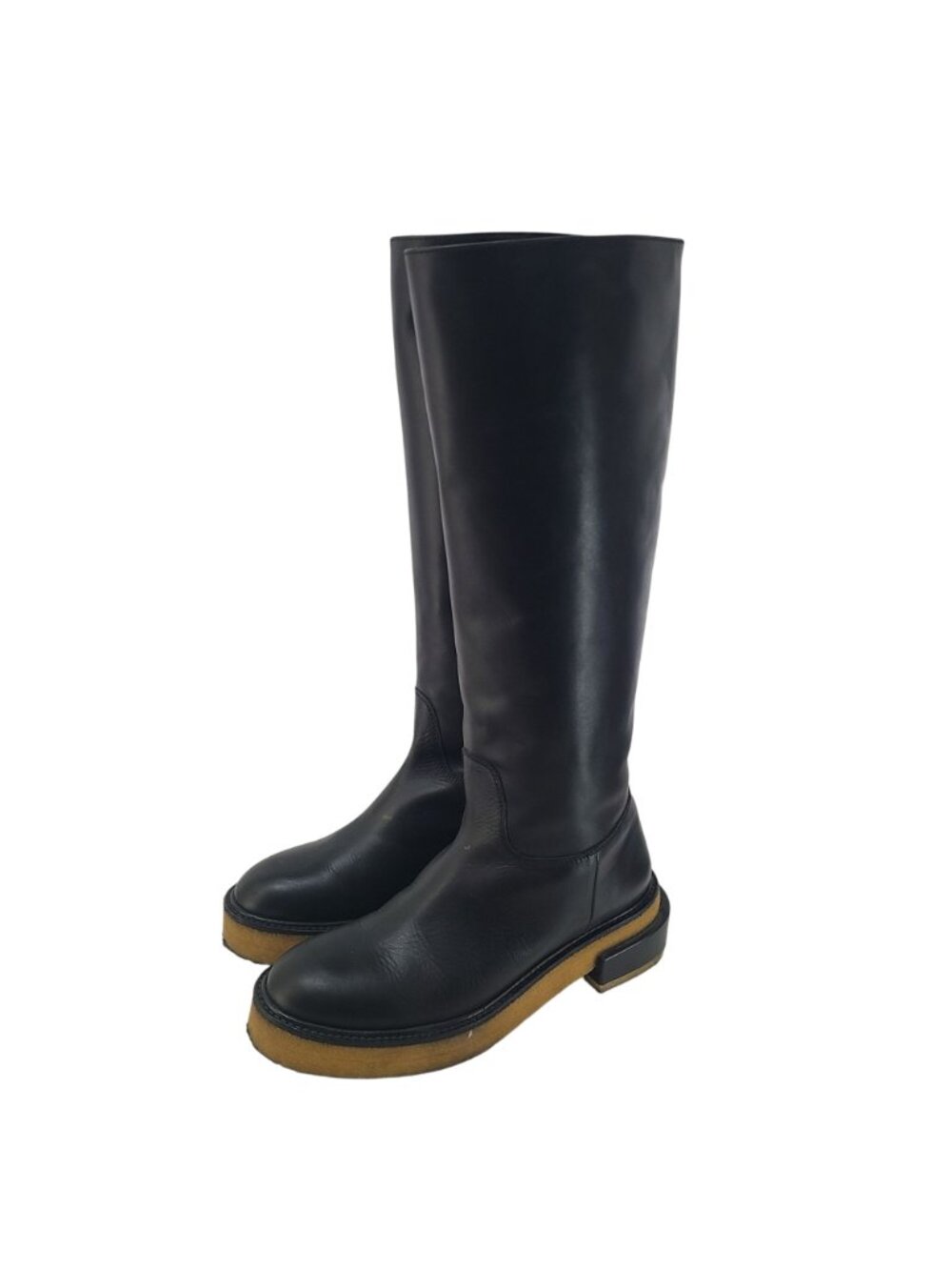 FRAME Black Leather Le Canon Noir Knee High Boots Black Size 11Classic - Picture 5 of 13